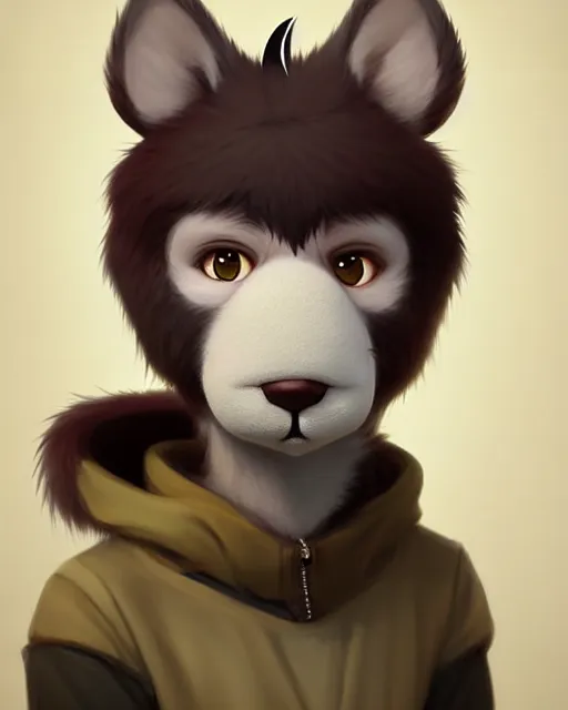 Prompt: character concept art of a cute young male anthropomorphic furry | | absolutely adorable muzzle, key visual, realistic shaded perfect face, fine details by stanley artgerm lau, wlop, rossdraws, james jean, andrei riabovitchev, marc simonetti, and sakimichan, trending on artstation