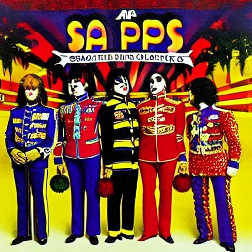 Prompt: an album cover for 'sgt peppers' by kiss