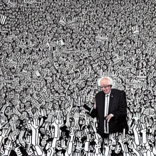 Prompt: bernie sanders speaking to a large audience, keith haring, detailed