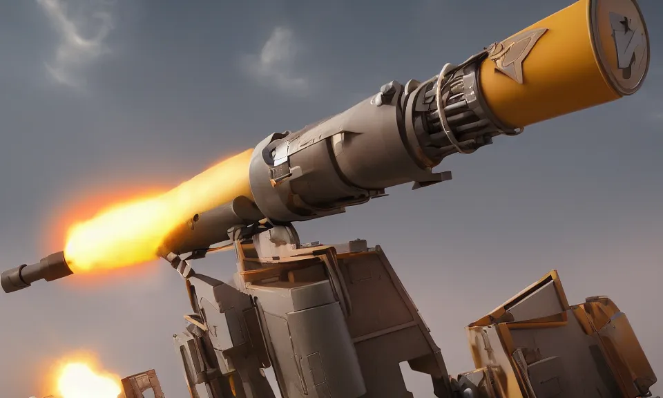 Image similar to octane render of a rocket launcher