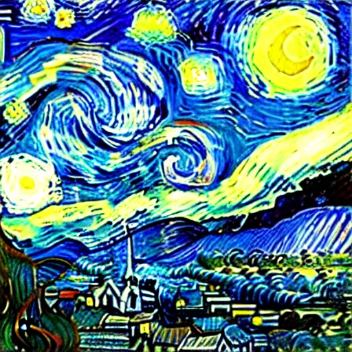 Image similar to vincent van gogh, starry night, oil on canvas