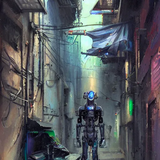 Prompt: a cyborg!! sphynx cat, in a cyberpunk alleyway by daniel gerhartz