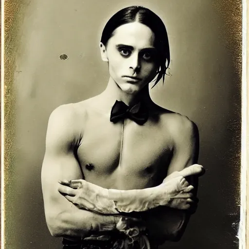 Prompt: jared leto antique photograph