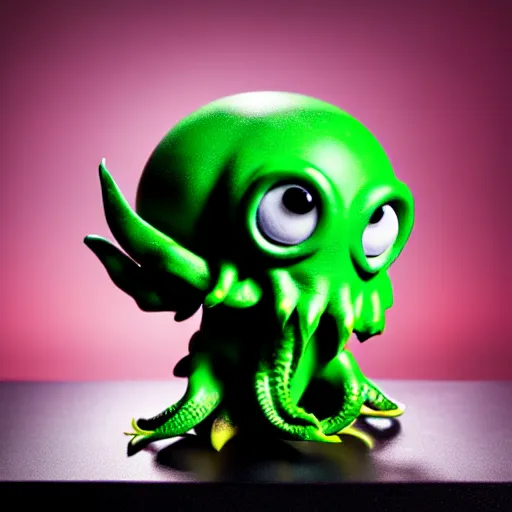 Prompt: ultra cute design for a Cthulhu art vinyl toy, Pixar, studio lighting, product shot 8k hd