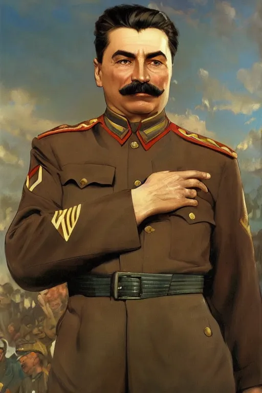 Image similar to joseph stalin propaganda, detailed, 8 k, trending on artstation, smooth, sharp focus artwork by mark arian, artgerm, mark keathley, greg rutkowski and alphonse mucha