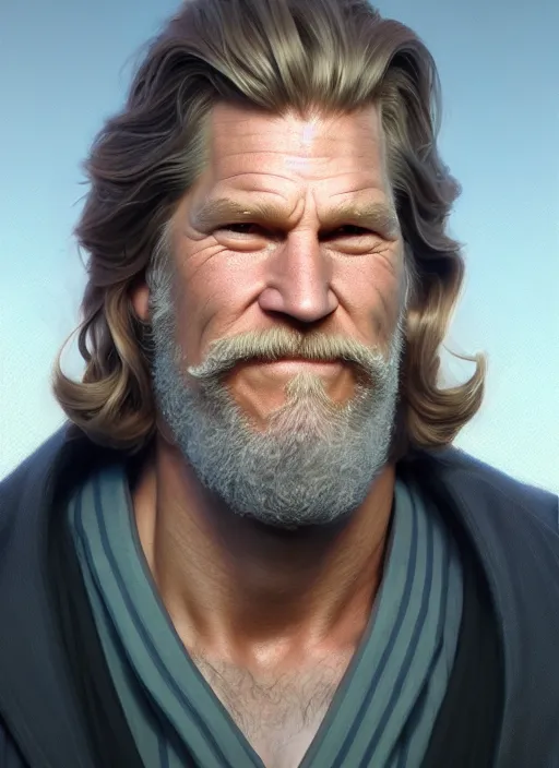 Prompt: close - up shot portrait, a young jeff bridges with beard as virtuous! cleric, pastel colours, celestial academia, octane render, unreal engine render, matte painting concept art, fanart artstation, by jesper ejsing and artgerm and charlie bowater and rhads and lois van baarle and ilya kuvshinov and rossdraws