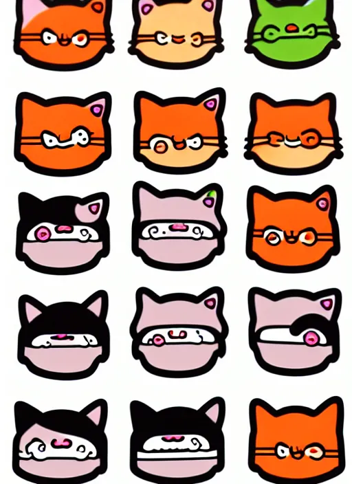 Prompt: sushi cats sticker sheet