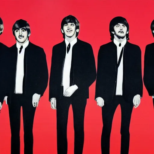 Prompt: The Beatles with additional Fifth member