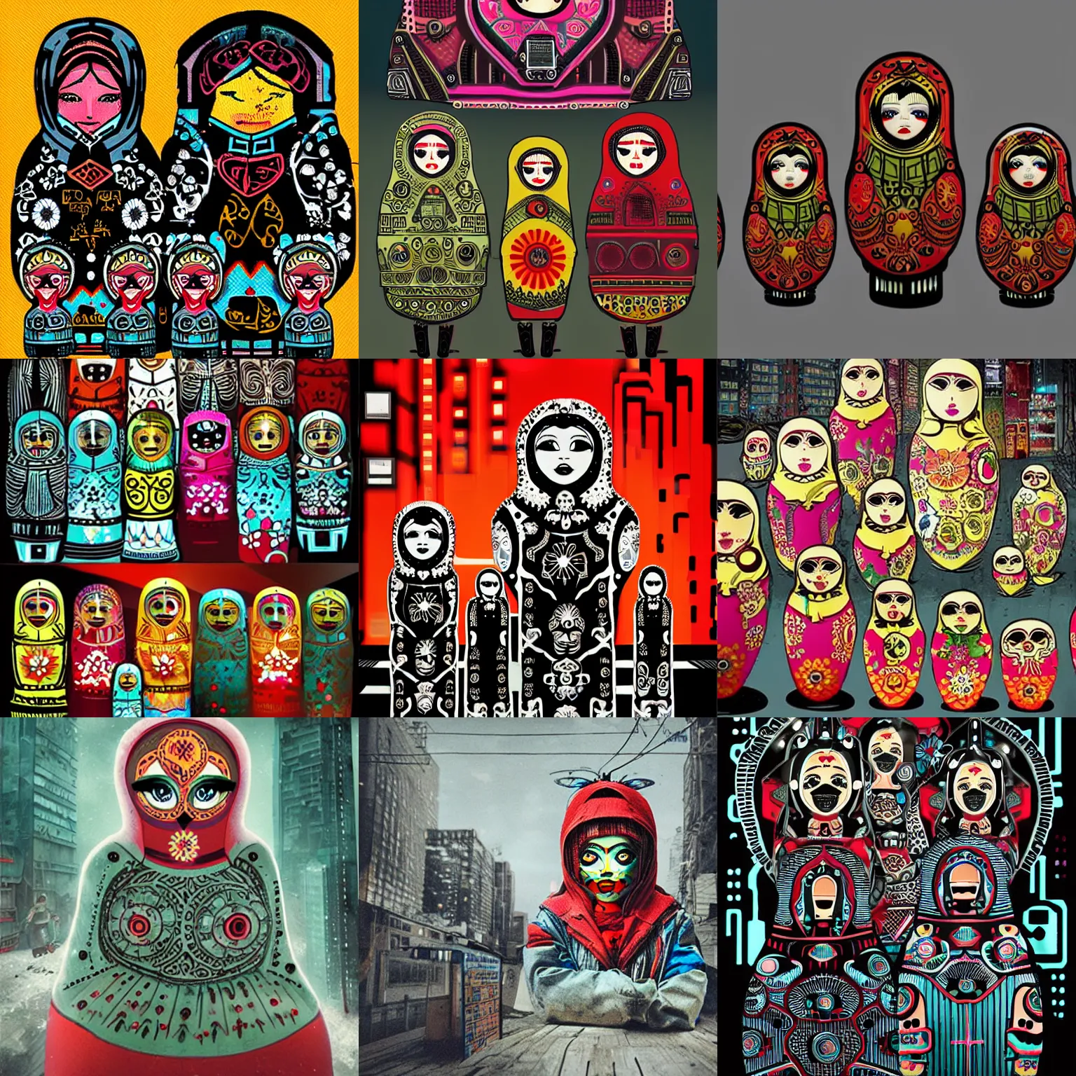 Prompt: matryoshka cyberpunk