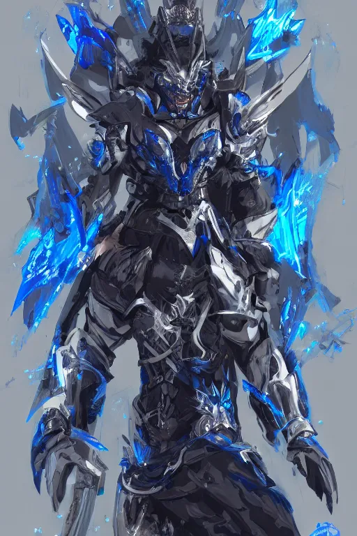 Image similar to concept art, anime portrait of a ninja cyborg warrior wearing an intricate azure wolf themed armor by Masamune Shirow, Stanley Artgerm Lau, WLOP, Rossdraws, James Jean, Andrei Riabovitchev, Marc Simonetti, and Sakimichan, trending on artstation