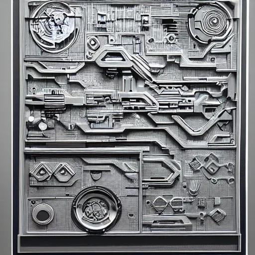 Image similar to highly detailed futuristic panel from alien spacecraft