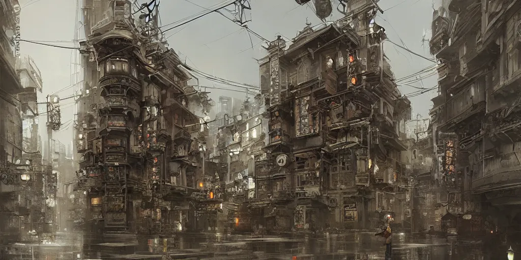 Prompt: tokyo, victorian architecture, digital painting, highly detailed, intricate, craig mullins, greg rutkwowski, matte painting, trending on artstation