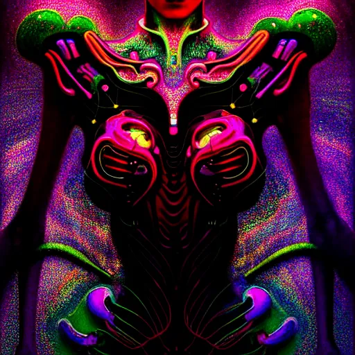 Prompt: extremely psychedelic beautiful brutalist cyborg ballerina organism infected by night. intricate, elegant, highly detailed, extremely lifelike photorealistic digital painting, artstation. steichen, gaston bussiere, tom bagshaw, brutalist cyberpunk alphonse mucha, geiger. elegant minimalism. anatomically correct. sharp focus. black. surreal lush cosmic hallucination