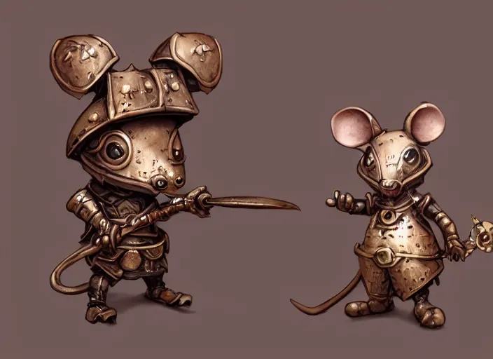 Prompt: ashigaru steampunk mouse, lacquered armor, polearm glaive, cute but determined, hard focus, art station, by jessica rossier and brian froud, cinematic