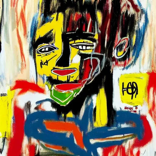 Image similar to a random person's portrait painted by jean michel - basquiat