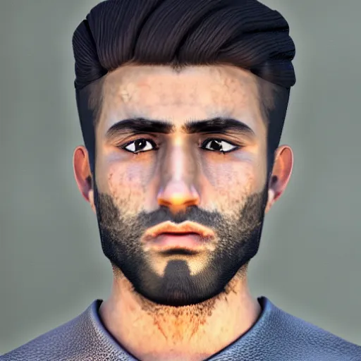 Image similar to a closeup shot of handsome esfand from twitch, gigachad, strong jawline, photorealism, 8k