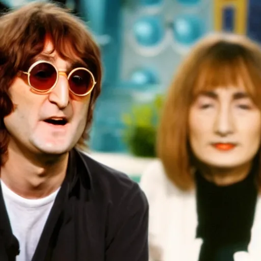 Image similar to john lennon on a cooking show, hd, 4 k, hyper realistic, intricate detail