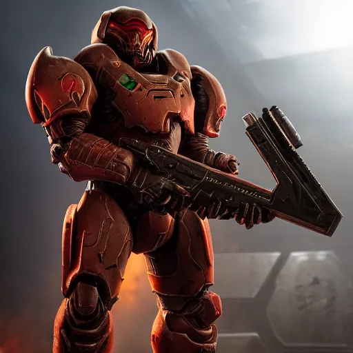 Image similar to doom slayer from doom eternal, photography