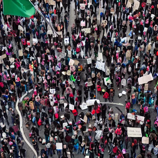 Prompt: isometricphotograph of people protesting