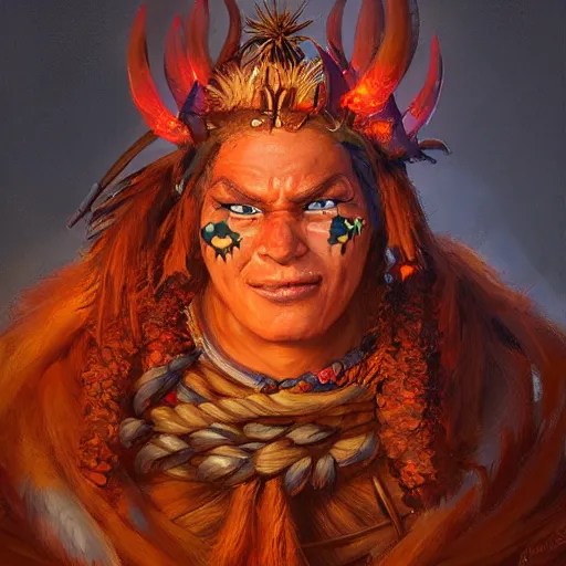 Prompt: a detailed portrait of a fire shaman, by justin gerard, digital art, realistic painting, dnd, character design, trending on artstation