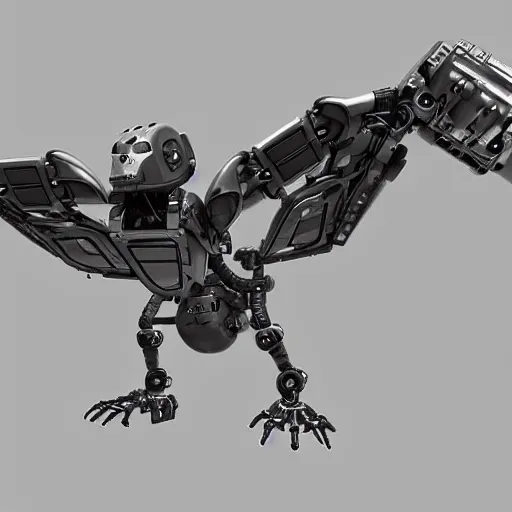 Prompt: hard surface, robotic platform, based on bird, 6 claws, unreal engine