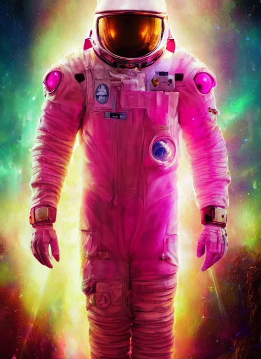 Prompt: complex poster art by craig mullins astronaut in futuristic pink and empty spaceship underwater. infrared glowing lights. complex and hyperdetailed technical suit. reflection and dispersion materials. rays and dispersion of light. volumetric light. 5 0 mm, f / 3 2. noise film photo. flash photography. unreal engine 4, octane render. interstellar movie poster