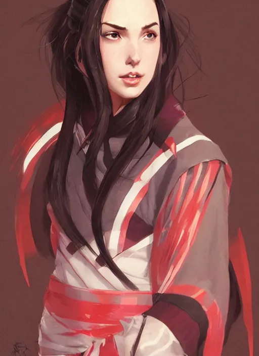 Image similar to gal gadot as nezuko from demon slayer ねずこイラスト wearing kimono by artgem by greg rutkowski trending on artstation