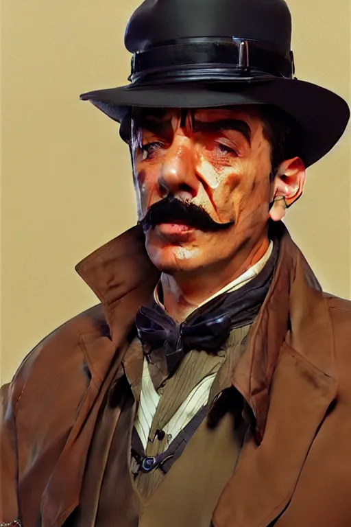 Image similar to Inspector Clouseau as a character, realistic portrait, symmetrical, highly detailed, digital painting, artstation, concept art, smooth, sharp focus, illustration, cinematic lighting, art by artgerm and greg rutkowski and alphonse mucha