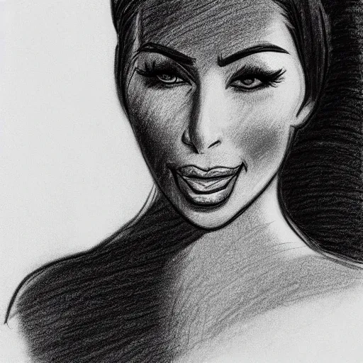 Image similar to milt kahl pencil sketch of kim kardashian