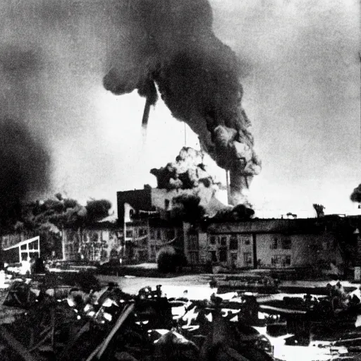Prompt: ww 2 explosion, photography