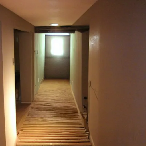 Prompt: empty basement hallway, craigslist photo