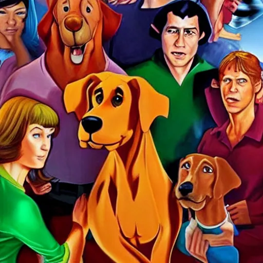 Prompt: an ultra - realistic portrait painting of scooby and the gang in the style of alex ross. 4 k. ultra - realistic. highly detailed. epic lighting.