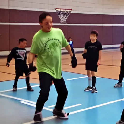 Image similar to Darth Vader playing dodgeball against middle school students