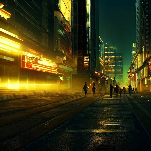 Image similar to cyberpunk cityscape like tokyo newyork street with tall buildings at dusk golden hour cinematic lighting, epic composition. A golden daylight, hyper-realistic environment. Hyper and intricate detail, photo-realistic. Cinematic and volumetric light. Epic concept art. Octane render and Unreal Engine, trending on artstation-H 768