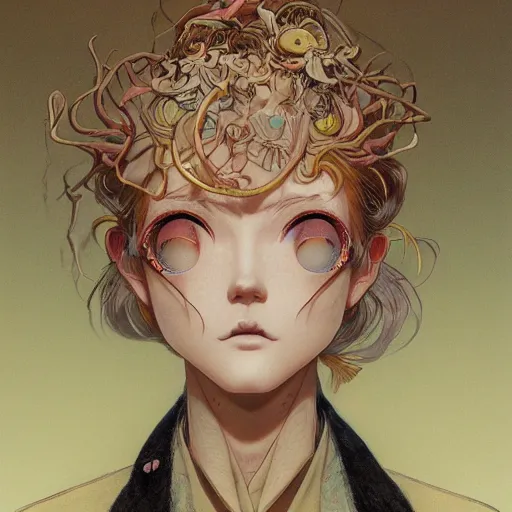 Prompt: prompt : portrait soft light painted by james jean and katsuhiro otomo, magical eyes, inspired by evangeleon anime, smooth face feature, intricate oil painting, high detail illustration, sharp high detail, manga and anime 1 9 9 0