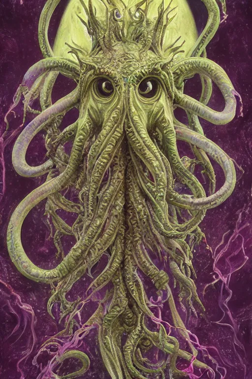 Image similar to psychedelic organic cthulhu mindflayer, gems jewels, diffuse lighting, very very intricate, very very elegant, highly detailed, lifelike, photorealistic, digital painting, artstation, illustration, concept art, smooth, HR GIGER , Hieronymous Bosch, Francis Bacon sharp focus, art by Greg Rutkowski and John Collier and Albert Aublet and Krenz Cushart and Artem Demura and Alphonse Mucha