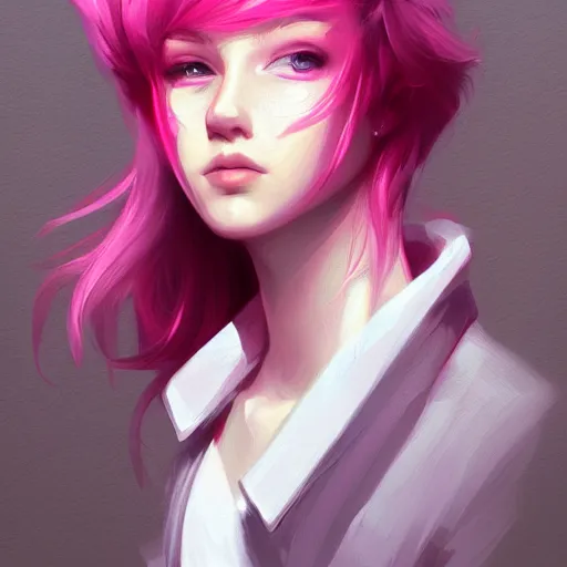 Prompt: teen boy, pink hair, gorgeous, amazing, elegant, intricate, highly detailed, digital painting, artstation, concept art, sharp focus, illustration, art by Ross tran