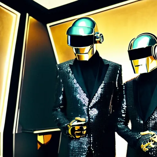 Image similar to Daft Punk pondering their orbs