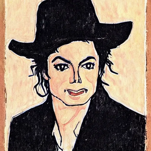 Prompt: Michael Jackson riding a horse, Munch