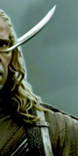 Image similar to Film still of Denzel Washington as Legolas in the movie Lord of the Rings