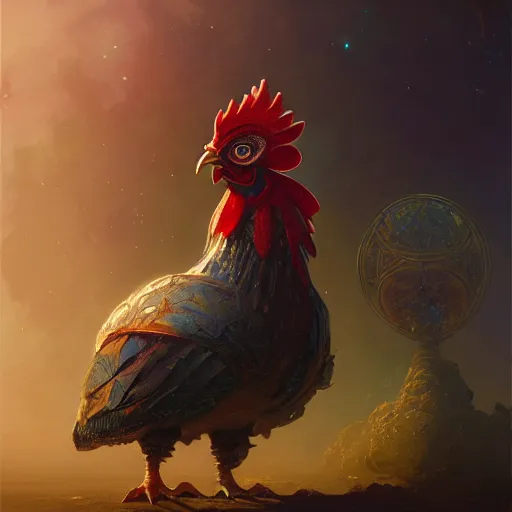 Prompt: anthropomorphized chicken, galactic crusader. fantasy, intricate, elegant, digital painting, trending on artstation, concept art, sharp focus, illustration by Gaston Bussiere and greg rutkowski, beeple, 4k.