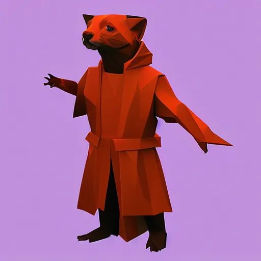 Prompt: A ferret wearing Sith robes, Low poly