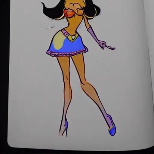 Image similar to milt kahl sketch of victoria justice with kim kardashian body as princess daisy from super mario bros