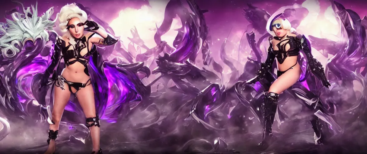 Image similar to Lady Gaga as a League Of Legends Champion, splash art