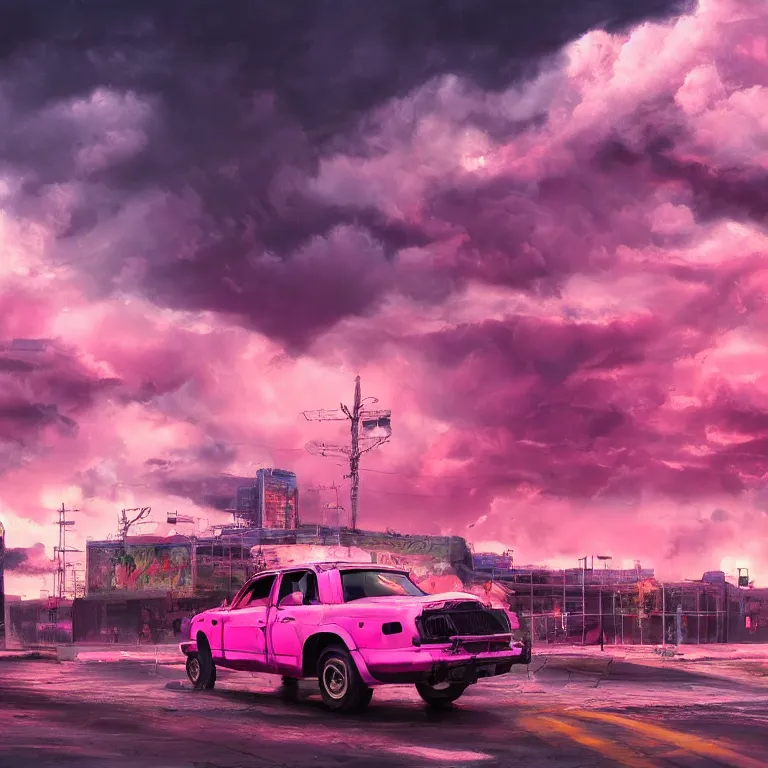 Prompt: oil painting, punk, pretty face, rich deep colors masterpiece, pink, mohawks, neon, ultra detailed, contrast, heaven pink, arches, clouds, sky, volumetric light, atmospheric lighting, dramatic, cinematic, moody, octane render 4 k, 8 k