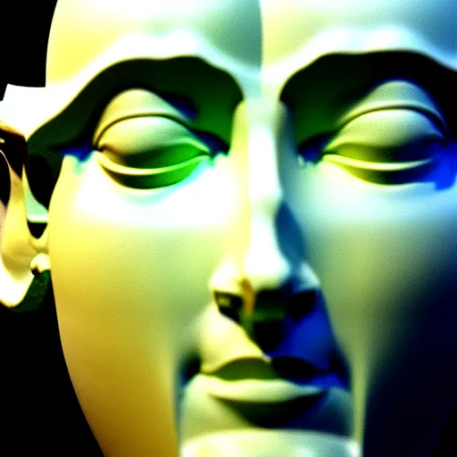 Image similar to 3 d sci - fi cgartist rendering of a hyper realistic marble greek statuary bust floating at the vast pulsating interdimensional fractal space portal at the psychedelic vaporwave event horizon directed by col price, trending on artstation