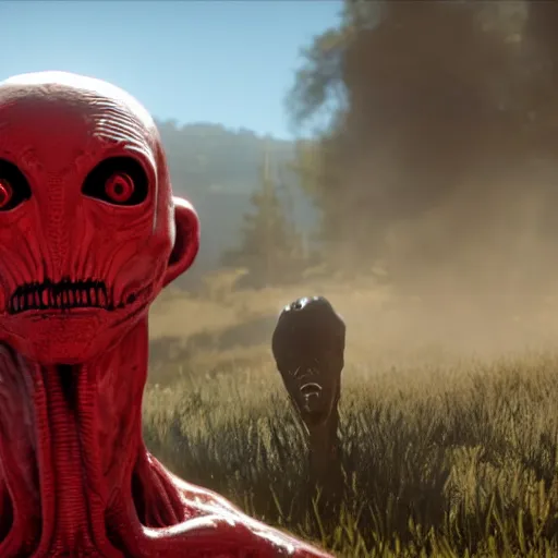 Prompt: alien in red red Redemption 2