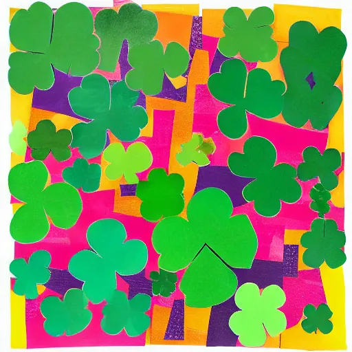 Prompt: shamrock green organic by phyllida barlow. a beautiful collage of a space battle with wild, bright colors.