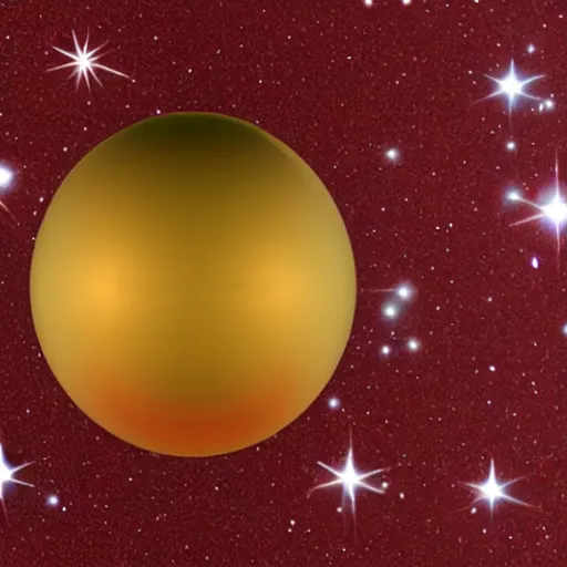 Prompt: star-garnet spheres on a red cube