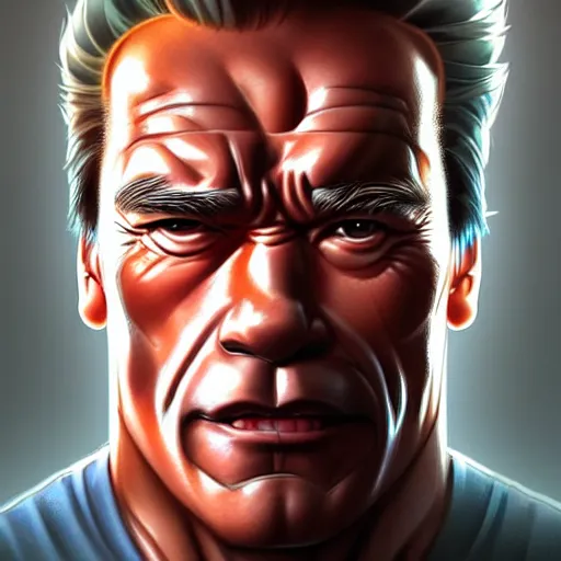 Image similar to arnold schwarzenegger, portrait shinkai makoto studio ghibli studio key hideaki anno sakimichan stanley artgerm lau rossdraws james jean marc simonetti elegant highly detailed digital painting artstation pixiv